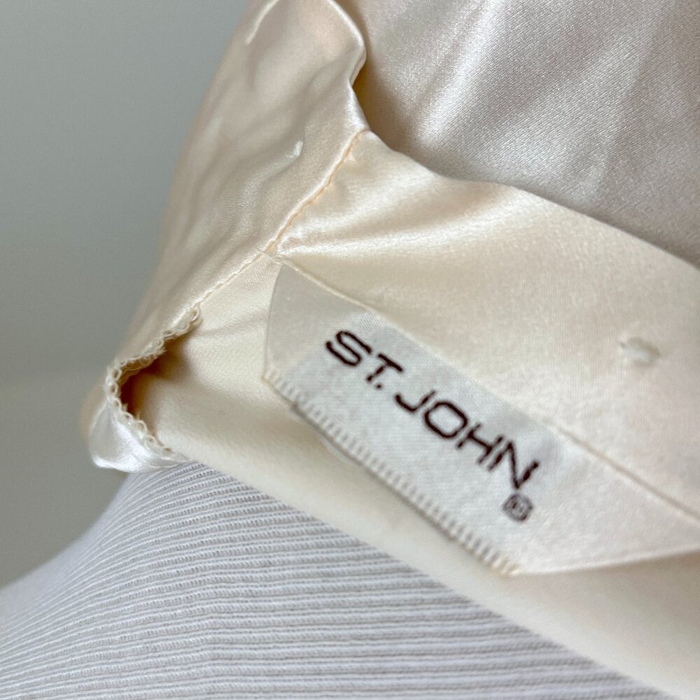 St John cream silk blouse 4 high neck long sleeve - Picture 8 of 8